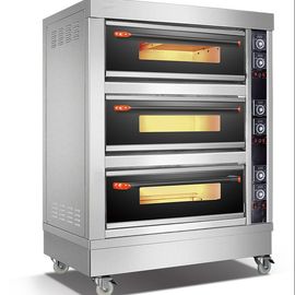 3 four électrique de pizza de convoyeur commercial de casserole du four 6 de plate-forme pour des boulangeries