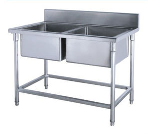 Banc commercial d'entrée et de sortie d'acier inoxydable de Kirchen avec la table d'assemblage d'évier de cuvette de double évier
