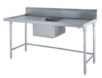 Banc commercial d'entrée et de sortie d'acier inoxydable de Kirchen avec la table d'assemblage d'évier de cuvette de double évier