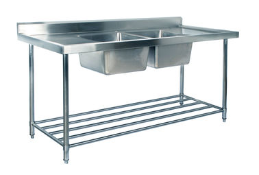 Banc commercial d'entrée et de sortie d'acier inoxydable de Kirchen avec la table d'assemblage d'évier de cuvette de double évier
